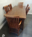 Lovely rustic dark wood table and six chairs