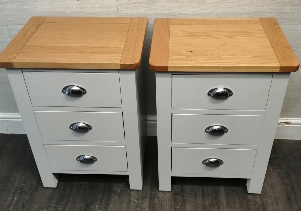 Pair Of Grey Shaker style Bedside Chests