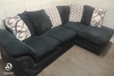 Black Toned Pillow Back Corner Sofa