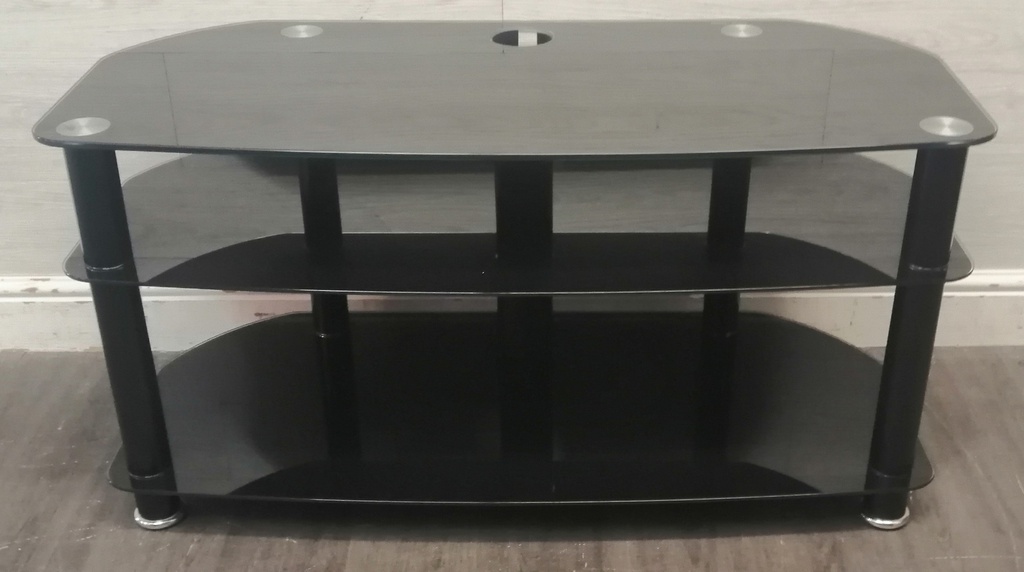 BLACK GLASS TV STAND