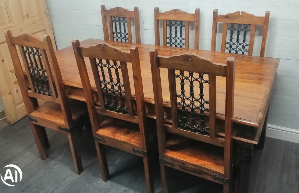 SHEESHAM DINING TABLE &amp; SIX CHAIR SET