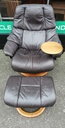 STRESSLESS Brown Leather Recliner Chair with Footstool &amp; Side Table