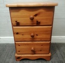 PINE THREE DRAWER BEDSIDE