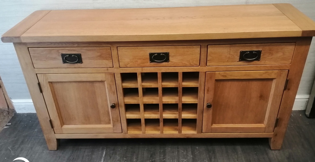 TRIPLE OAK SIDEBOARD WITH WINE RACK