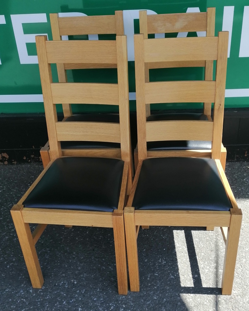 Quality set 4 x Oak Slat Back Dining Chairs