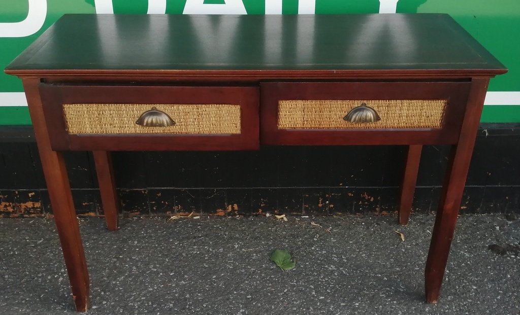 Two drawer dark  wood console / Desk table