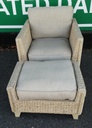 Quality Wicker &amp; Seagrass Armchair &amp; Footstool Set