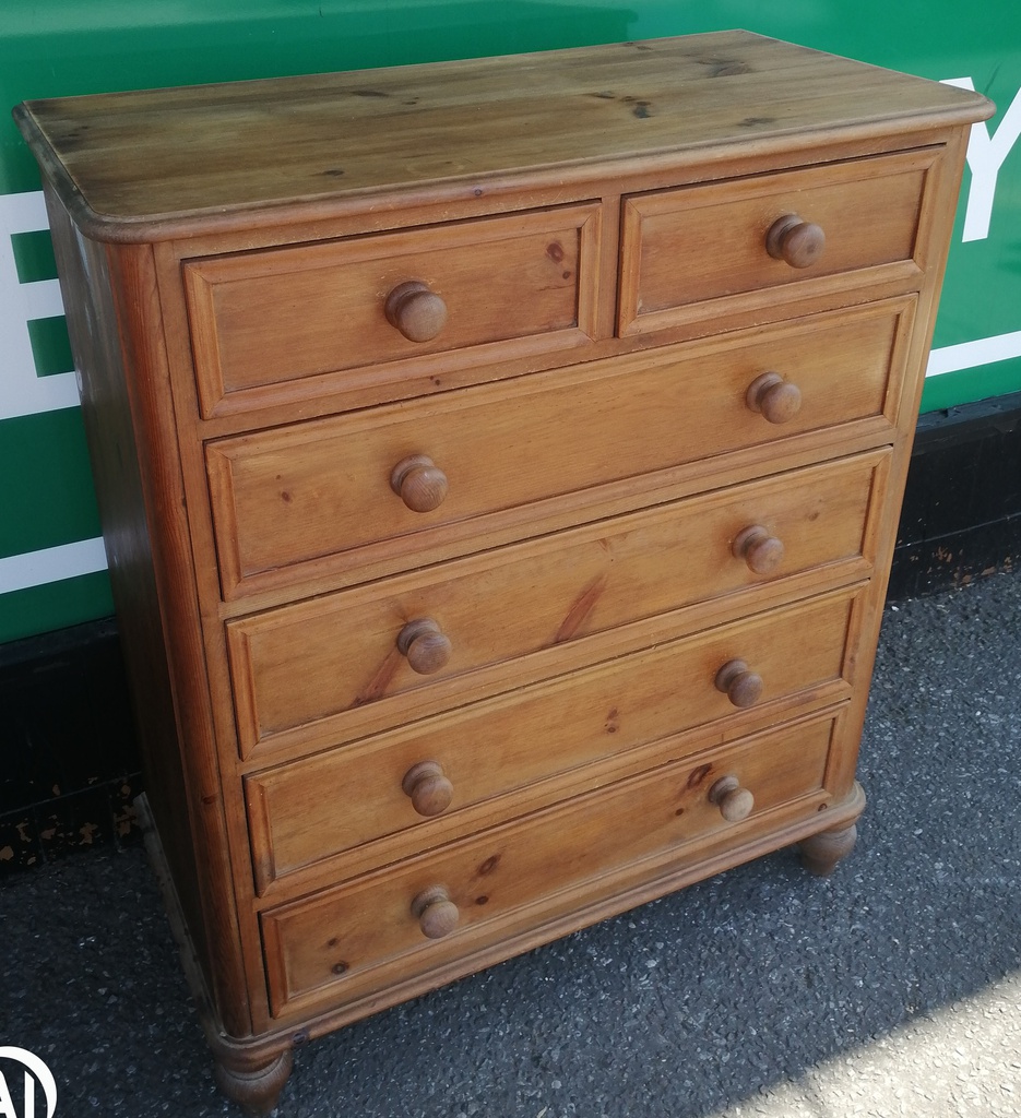 Solid pine six drawer chest