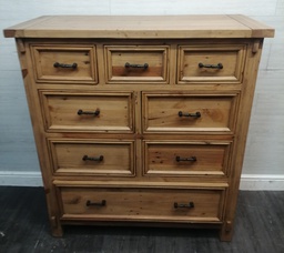 [HF18009] LARGE RUSTIC STYLE PINE EIGHT DRAWER  CHEST
