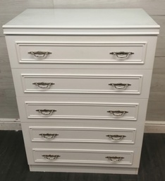 [HF18110] White  Five Drawer Chest
