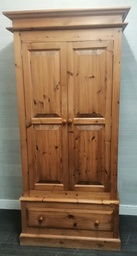 [HF18232] Solid double pine wardrobe with drawer