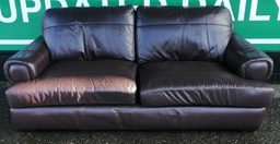 [HF18237] Brown leather large two seater sofa