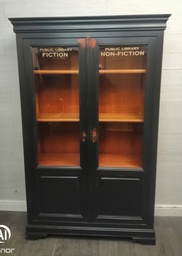 [HF18326] LOVELY PAINTED GLASS DISPLAY BOOKCASE / CABNIT