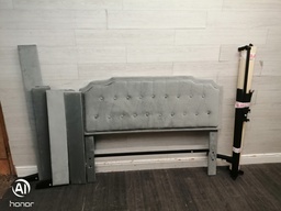 [HF18376] 4ft6"  Velevet Style Grey  Bed Frame