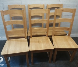 [HF18636] SET OF SIX LADDER BACK DINING CHAIRS