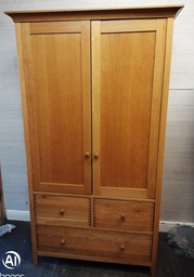 [HF18754] Oak style double wardrobe with drawers