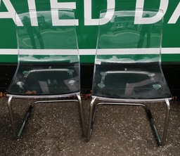 [HF18972] Pair of IKEA TOBIAS  transparent/chrome-plated Chairs