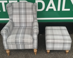 [HF18992] Sherlock Holmes Style High Back Armchair &amp; Footstool Set
