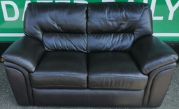 [HF19109] Quality Dark Brown  Leather Two Seater Sofa