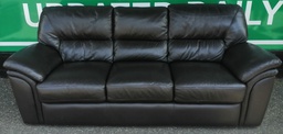 [HF19068] Quality Dark Brown Leather Three Seater Sofa
