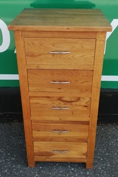 [HF19083] Oak Wellington Chest of Five Drawers