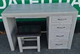 [HF19101] Four Drawer Grey Dressing Table / Desk With Stool