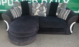 [HF19156] Large DFS Black  Toned Three Seater CHAISE-END SOFA