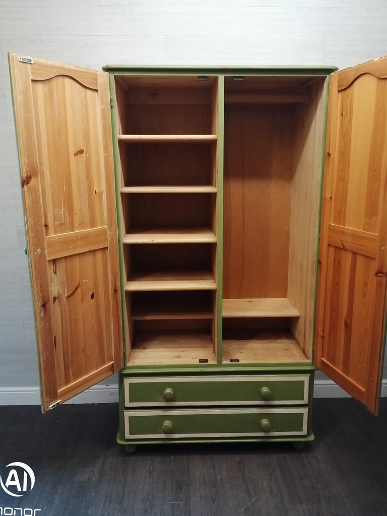 Stunning green paint solid pine wardrobe