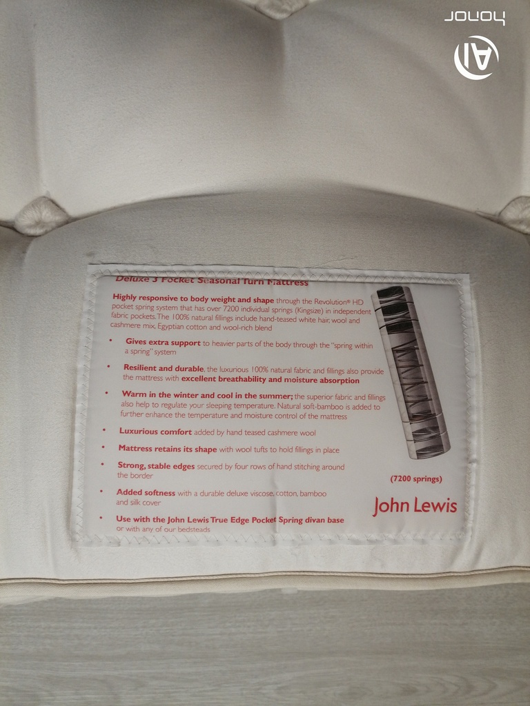 JON LEWIS 7200 SPRUNG DUAL TENSION MATTRESS