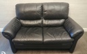 QUALITY BLACK LEATHER TWO SEATER SOFA