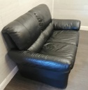 QUALITY BLACK LEATHER TWO SEATER SOFA