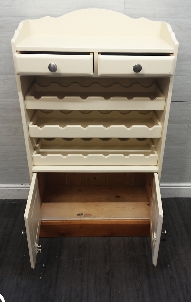 Shaker style cream wine rack with cupboard