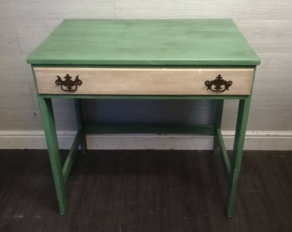 CREAM &amp; GREEN PAINTED DRESSING DESK