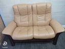 STRESSLESS DARK CREAM LEATHER TWO SEATER RECLINER SOFA