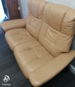 STRESSLESS DARK CREAM LEATHER TWO SEATER RECLINER SOFA