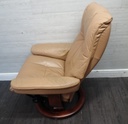 STRESSLESS DARK CREAM LEATHER RECLINER ARMCHAIR