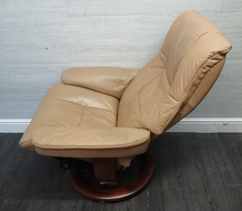 STRESSLESS DARK CREAM LEATHER RECLINER ARMCHAIR