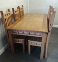 Lovely rustic pine table and six chairs