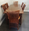 Lovely rustic dark wood table and six chairs