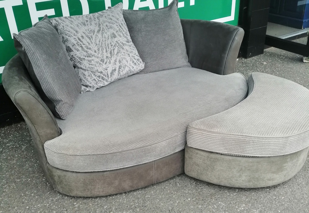 Large Grey Cuddle Chair / Sofa