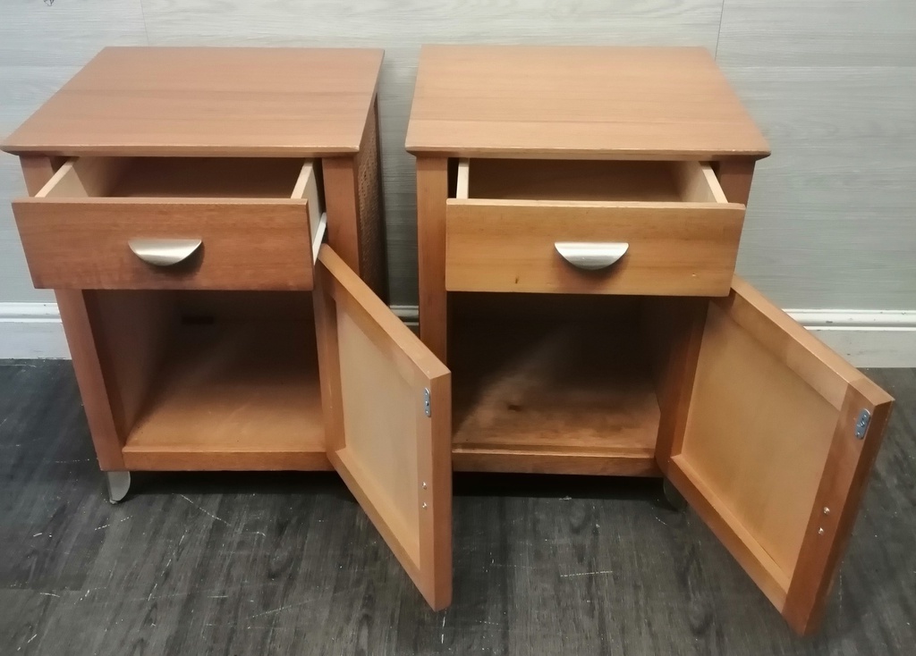 MODER PAIR OF BEDSIDE CUPBOARDS