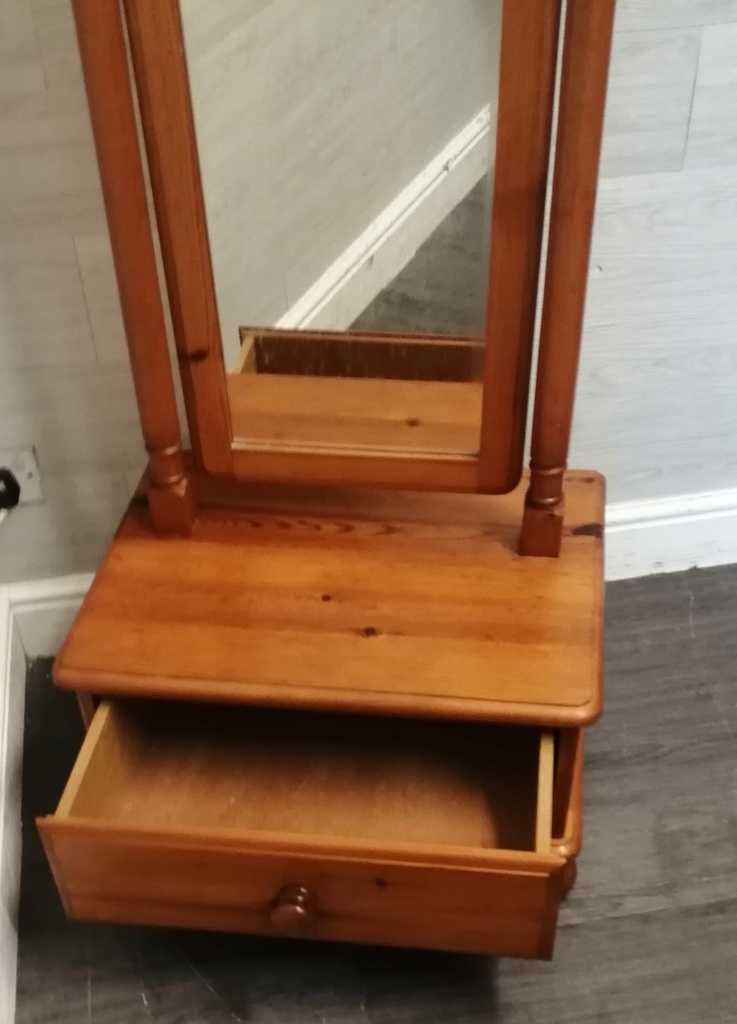Cheval Pine Mirror with Drawer