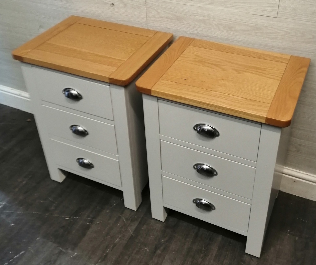 Pair Of Grey Shaker style Bedside Chests