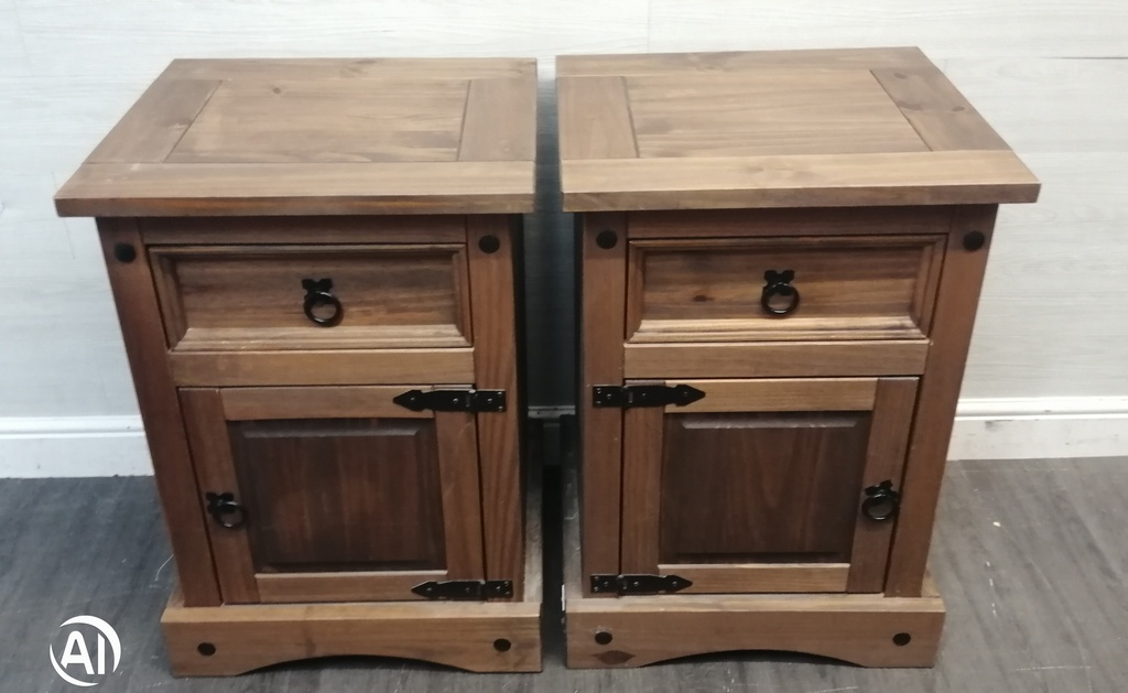Pair of large mexican pine bedsides