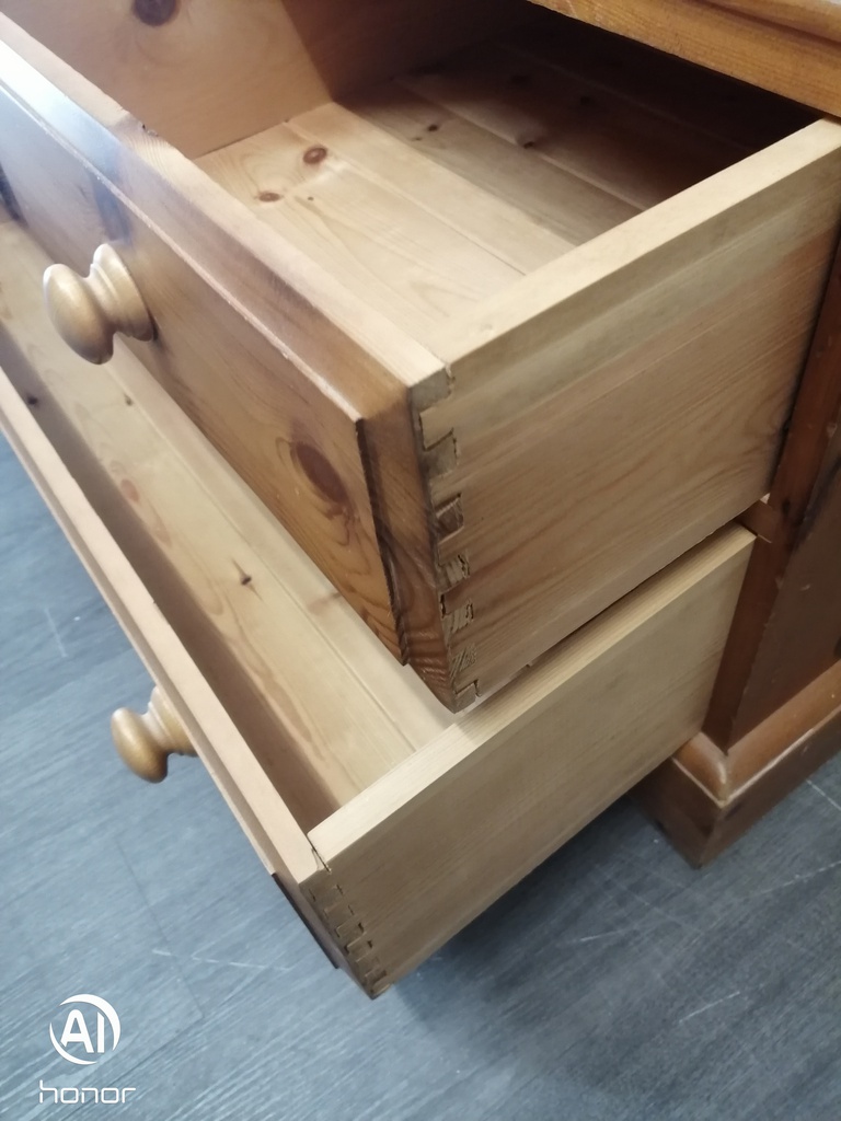 Solid pine double wardrobe with drawers