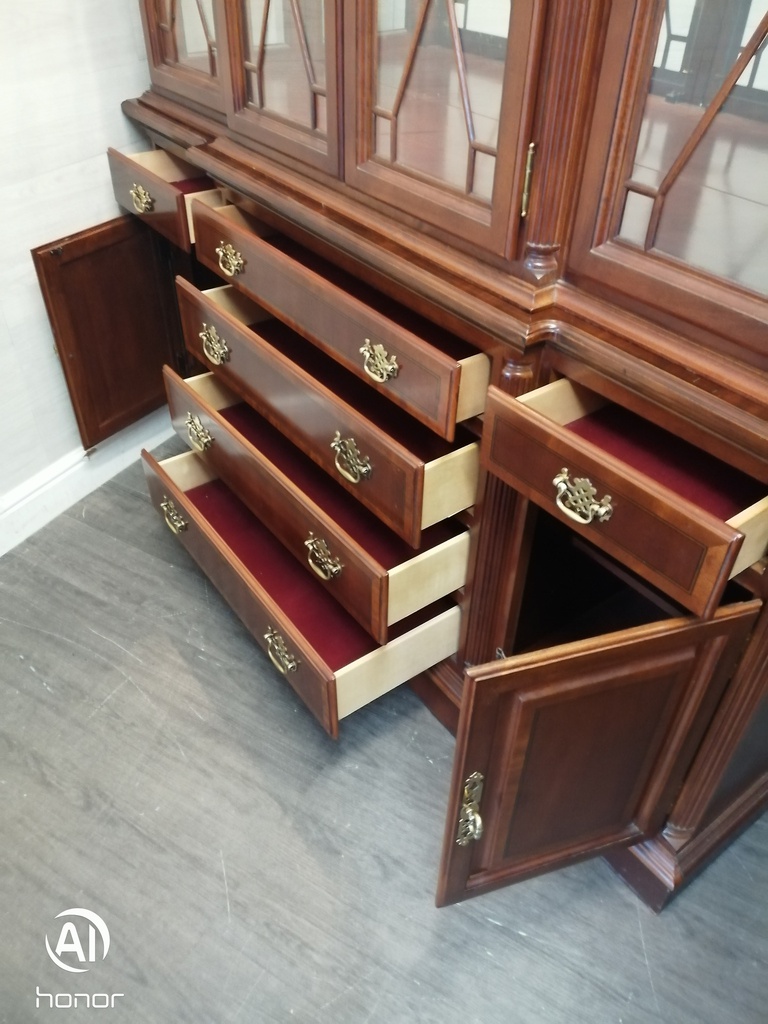Quality large mahogany repro glazed display unit