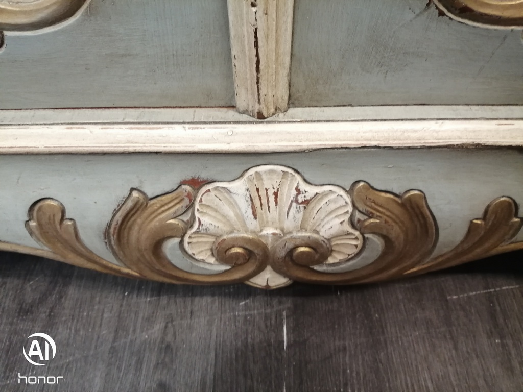 French Style Antique Marble Top Painted Sideboard