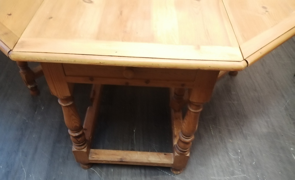 Large solid pine gate leg dining table