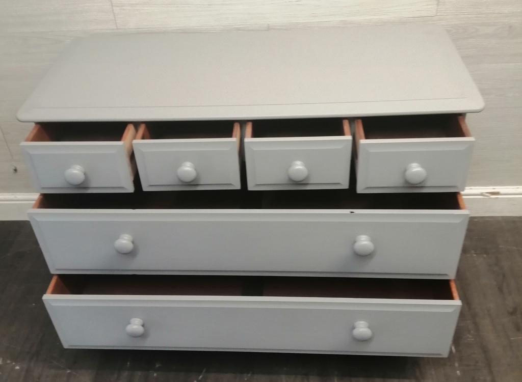 Painted Grey Six Drawer Stag Chest