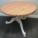 ROUND SOLID PINE  SHABBY CHIC WHITE PAINTED TABLE